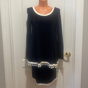 MATERNITE Maternity 2p Tunic Top Skirt Dress Black White Ivory S Small $100 EUC